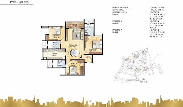 Floor Plan Variants Prestige Falcon City Reserve Floor Plan - 2, 3 and 4 BHK Configurations