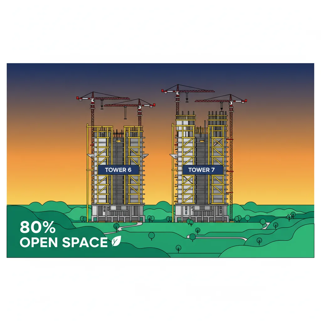 Prestige Falcon City Reserve residential towers under construction in South Bangalore